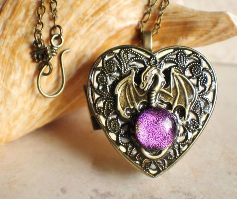 Luminous Necklace, Flame Dragon, Music Box Locket, Skyrim Dragon, Brave Man, Heart Shaped Locket, Medieval Dragon, Perfect Heart, Bronze Dragon