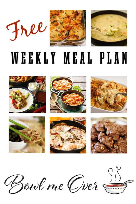 Meal Plan For Two, Fall Meal Plan, Ham And Potato Casserole, Free Weekly Meal Plan, Cashew Recipes, Fall Meal, Meal Planning Menus, Broccoli Cheese Soup Recipes, Cream Of Broccoli Soup