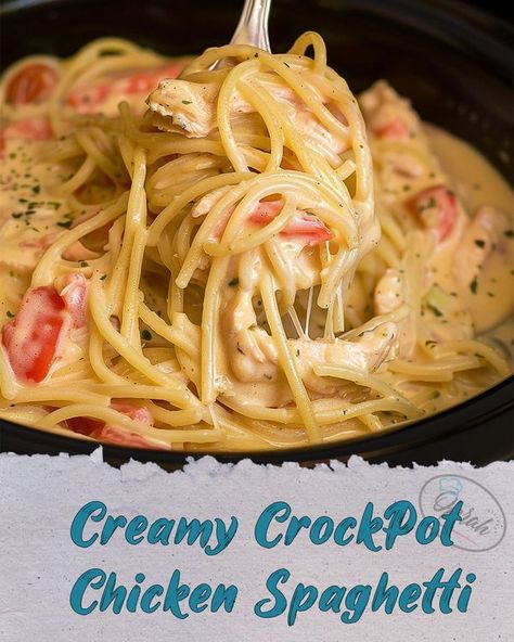 Creamy Crockpot Chicken Spaghetti, Crockpot Chicken Spaghetti Recipe, Chicken Spaghetti Recipe Crockpot, Easy Recipes For Family, Chicken And Spaghetti, Crockpot Chicken Spaghetti, Best Broccoli Salad Recipe, Creamy Crockpot Chicken, Chicken Spaghetti Recipe