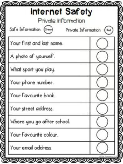 Internet Safety Worksheets by Mrs Strawberry | TPT Internet Safety Worksheet, Worksheets For Elementary Students, Internet Safety Activities, Safety Worksheets, Worksheets For Elementary, Internet Safety Tips, Internet Safety For Kids, Technology Lesson, Life Skills Kids