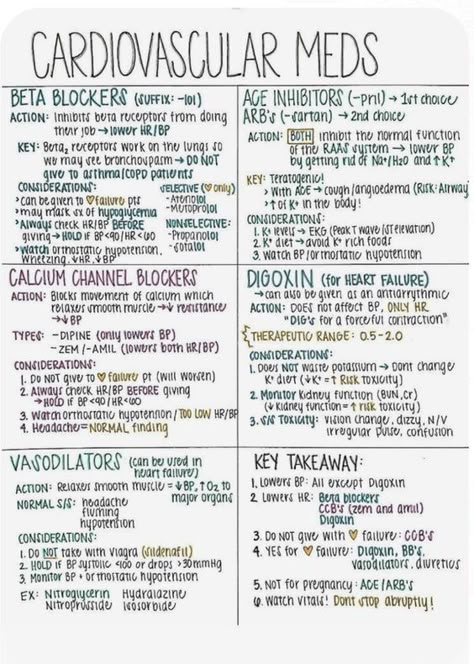 Cardiovascular Meds #medschool #doctor #medicalstudent - Image Credits: Nurse Kim Tips For Nursing Students, Nursing School Studying Cheat Sheets, Paramedic School, Nursing School Essential, Nursing Study Guide, Nursing School Motivation, Nurse Study Notes, Nursing Mnemonics, Nursing Student Tips