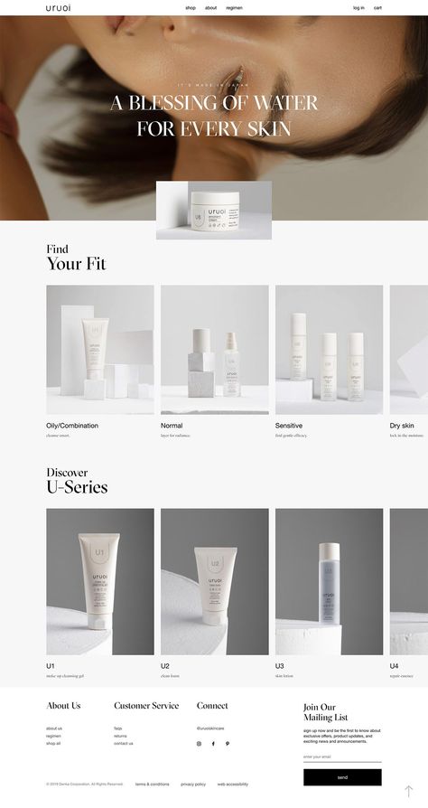 Make Up Website Design, Skincare Website Design Inspiration, Skincare Website Design, Skincare Websites, Skincare Website, Ui Ux 디자인, Japanese Minimalist, Tech Inspiration, Ecommerce Web Design