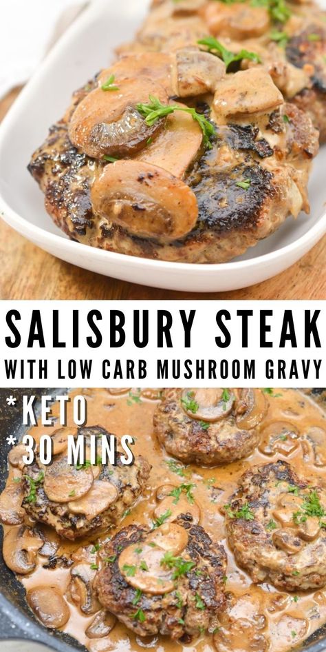 Low Carb Salsberry Steak Recipes, Paleo Salsberry Steak Recipe, Low Carb Salisbury Steak Recipe, Low Carb Hamburger Steak And Gravy, Keto Hamburger Steak And Gravy, Keto Salisbury Steak With Mushroom Gravy, Salisbury Steak Recipe No Mushrooms, Keto Meatballs And Gravy, Low Carb Hamburger Steak