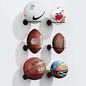 S SUCHEK Basketball Holder Wall Mount, Ball Holder Wall Mount, Ball Display Wall Storage for Basketball, Soccer Ball, Volleyball, Football, Rugby Grace In My Space, Basketball Holder, Ball Volleyball, Basketball Room, Ball Display, Basketball Display, Sport Bedroom, Boys Bedroom Makeover, Ball Holder