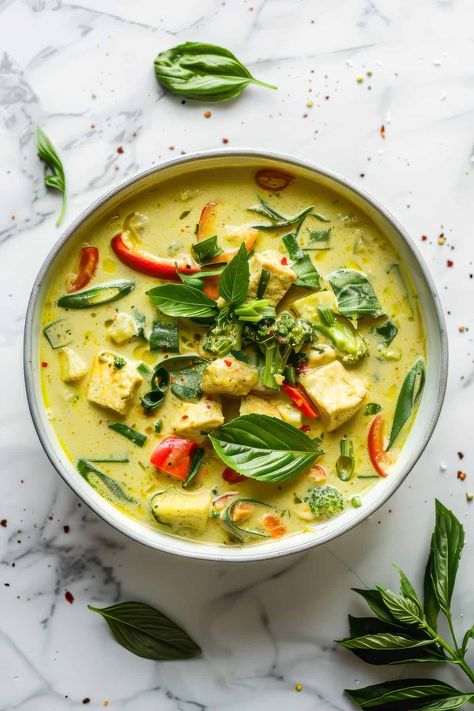 Easy authentic and vegetarian, this Thai green curry is a quick weeknight dinner. It's a healthy, fragrant and spicy dinner that's on the table in 30 minutes. #easyrecipe #fallrecipe #weeknightdinner #Thaicurry Thai Green Curry With Tofu, Green Thai Curry Recipes Vegetarian, Thai Veggie Curry, Vegetarian Green Curry Recipes, Thai Green Curry Vegetarian, Veg Thai Recipes, Thai Curry Green, Green Thai Curry Vegetarian, Healthy Dinner Recipes Asian