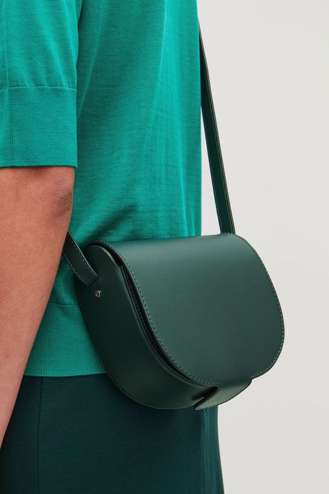 SMALL LEATHER SADDLE BAG - Forest green - Bags - COS Small Leather Purse, Leather Saddle Bags, Functional Fashion, Quality Handbags, Burberry Handbags, Cute Purses, Leather Bags Handmade, Saddle Bag, Stylish Bag