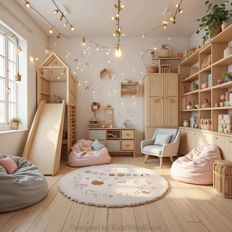 Pastel Kids Room, Indoor Play Area, Montessori Playroom, Halloween Bedroom, Indoor Play Areas, Kids Room Furniture, Wood Store, Child Room, Playground Design