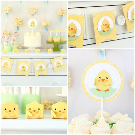 Chicks Birthday Theme, Little Chick Baby Shower Theme, Chick Themed Baby Shower Ideas, Chick Themed Birthday Party, Chick Baby Shower Theme, Chick Birthday Party Ideas, Chicken Baby Shower Theme, Baby Party Decorations, Baby Chicken