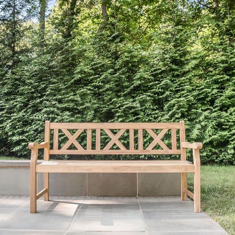 The Outdoor Furniture Company on Instagram: “The X bench is a 3 seater A Grade Teak bench that will handle the weather year round! #teakandtable #teakandtablesummerhouse #sagharbor…” Teak Shower Mat, Teak Table Outdoor, Teak Storage, Bench Sofa, Hamptons Coastal, X Bench, Seat Bench, Teak Bench, Teak Outdoor Furniture