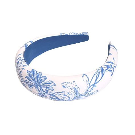 Amazon.com: Bellefixe Padded Headband (Antique Blue Floral) : Clothing, Shoes & Jewelry Grand Millenial, Wear A Headband, Amazon Accessories, Sweater Inspiration, Grandmillennial Style, Floral Toile, Capsule Wardrobe Essentials, Hot Miami Styles, Padded Headband