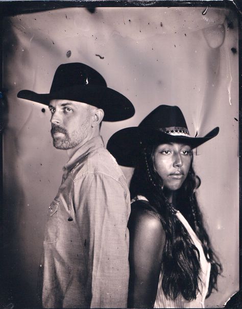 Tin Type Photography Couples, Tin Type Photography, Tintype Portrait, Old Western Town Photoshoot, Western Inspired Photoshoot Couple, Tintype Wedding Photos, Black And White Vintage Western Photography, Tintype Photos, Wedding Wishlist