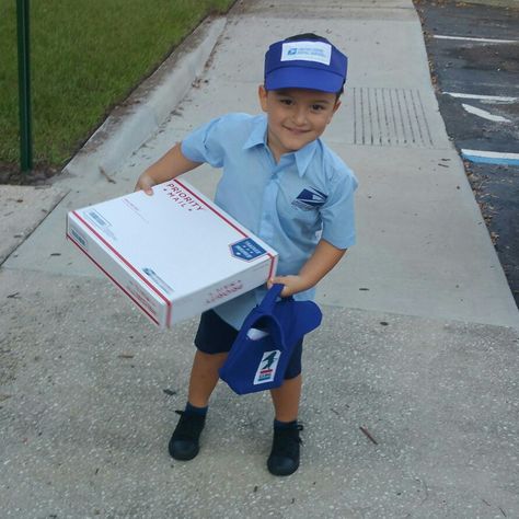 Mail Carrier Mailman Costume Toddler Mail Man Costume, Diy Mail Carrier Costume, Mail Man Costume, Mail Carrier Costume, Mailman Costume, Halloween Mail, Kid Costumes, Diy Mail, Great Costume Ideas