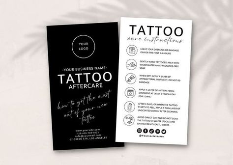 PMU Aftercare Tattoo Care Cards, Editable Tattoo Instructions Card Canva Template, Tattoo Artist|#tattoo #handtattoo #tattoos #tattooartist 1651 Tattoo Buissnes Card Ideas, Tattoo Aftercare Card, Pmu Business Card, Tattoo Business Cards Ideas, Tattoo Aftercare Instructions, Stories Tattoo, Pmu Aftercare, Template Tattoo, Aftercare Tattoo