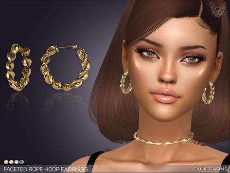 feyona's Faceted Rope Hoop Earrings Sims 4 Cc Female Earrings, Sims 4 Hoop Earrings Cc, Sims 4 Cc Hoop Earrings, Sims 4 Hoop Earrings, Sims 4 Assecories Cc, Accessories Cc Sims 4, Sims 4 Rich Cc, Sims 4 Cc Jewelry, Sims 4 Cc Earrings