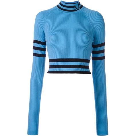 Versace cropped high neck sweater (3.305 RON) ❤ liked on Polyvore featuring tops, sweaters, blue long sleeve top, long sleeve crop sweater, high neck top, cropped sweater and cut-out crop tops Crop Tops Ideas, Sleeve Crop Sweater, Versace Sweater, High Neck Long Sleeve Top, High Neck Shirts, Cl Fashion, Sweaters Blue, Versace Top, Versace Blue