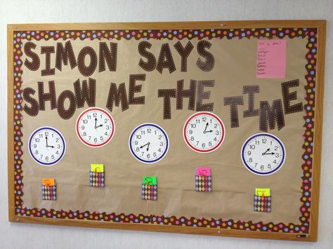 Used 2nd grade TEKS Telling Time Bulletin Board Ideas, Interactive Math Bulletin Boards, Math Bulletin Boards, Interactive Bulletin Boards, Boards Ideas, Classroom Doors, Math Boards, Math Challenge, 2nd Grade Teacher