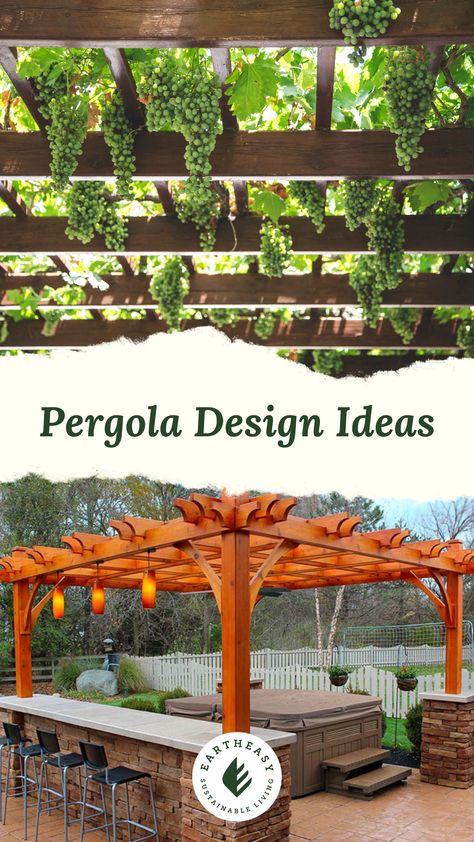 Pergolas add shade, vertical growing space, and aesthetic appeal to yards and gardens. Get inspiration for your outdoor space with these 10 pergola ideas. Trellis Pergola, Pergola Drapes, Pergola Design Ideas, Vertical Growing, Backyard Sanctuary, Cedar Garden, Cedar Pergola, Growing Vines, Pergola Ideas