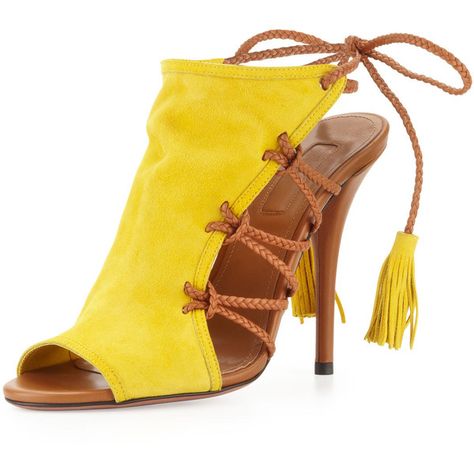 Aquazzura Sahara Tie-Back Ankle Bootie Double Strap Sandals, Pointy Toe Shoes, Sea Inspired, Fabulous Shoes, Ankle Bootie, Dream Shoes, Spring Shoes, Bergdorf Goodman, On Board