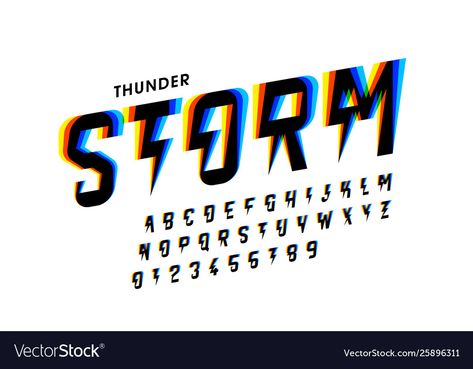 Electric Lettering Fonts, Lightning Font Alphabet, Thunder Lettering, Thunder Typography, Acdc Font, Lightning Font, Electronic Font, Electric Font, Storm Designs