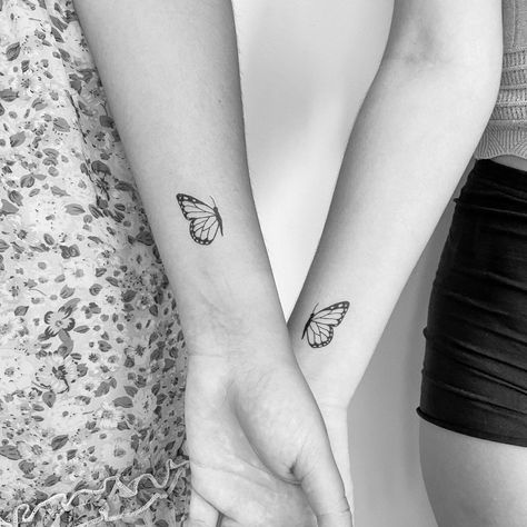 Matching Half Butterfly Temporary Tattoos (Set of 3+3) Half A Butterfly Tattoo, Butterfly Bff Tattoos, Half And Half Butterfly Tattoo, Matching Half Butterfly Tattoo, Tattoos That Represent Friendship, Butterfly Tattoo Friends, Matching Butterfly Tattoos Mom, Mom And Daughter Tattoos Butterfly, Butterfly Friendship Tattoos