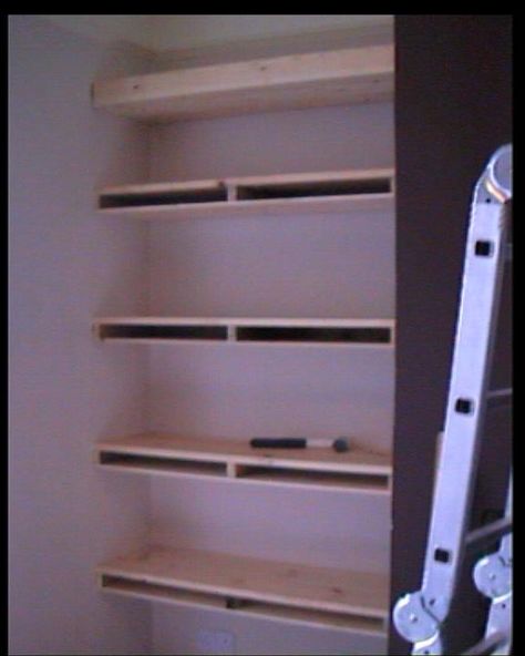 Shelves Alcove, Kitchen Cabinets Build, Homemade Shelves, Alcove Desk, Diy Kitchen Cabinets Build, Build Shelves, Alcove Ideas Living Room, Alcove Shelves, Alcove Cabinets