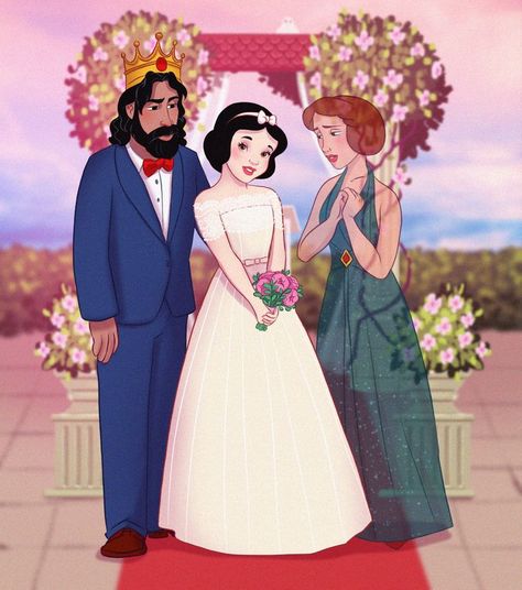 An Artist Imagines Disney Parents Sharing Their Daughters’ Big Days Disney Parents, Disney Princess Wedding, Snow White Disney, First Animation, Disney Princess Pictures, Disney Family, Disney Wedding, Disney Princesses, Disney Fan Art