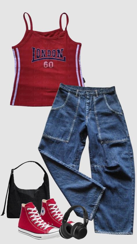 red white and blue #redwhiteblue #ootd #outfit #outfitinspo #baggyjeans #converse Red Converse Outfit, Top Clothing Brands, Inspiration For Women, Downtown Outfits, 2000s Outfits, Top Clothing, Outfits With Converse, 2000s Fashion Outfits, Swaggy Outfits