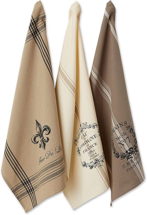 Amazon.com: DII French Style Tabletop Kitchen Collection, Dishtowel Set, 18x28, Assorted French Grain, 3 Piece : Home & Kitchen Decorative Tea Towels, French Kitchen Decor, Kitchen Words, French Stripes, French Kitchen, Kitchen Dish Towel, Decorative Dish, Grain Sack, Kitchen Collection