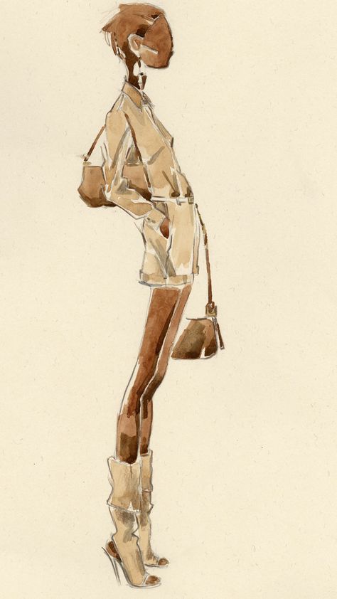 Maria Persik, watercolor, fashion illustration Walking Fashion Illustration, Colored Pencil Fashion Illustration, Editorial Fashion Illustration, Shoes Illustration Drawing, Street Style Drawing, Fashion Collection Illustration, Watercolour Fashion Illustration, Watercolor Fashion Illustration, Fashion Sketchbook Inspiration