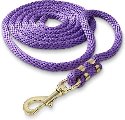 Amazon.com: SmithBuilt 10 ft Long Poly Lead Rope for Horse, Purple - Brass Plated Snap : Sports & Outdoors Horse Lead Rope, Horse Lead, Buy A Horse, Horse Shop, Horse Halters, Lead Rope, Custom Horse, Braid Designs, Black And Brass