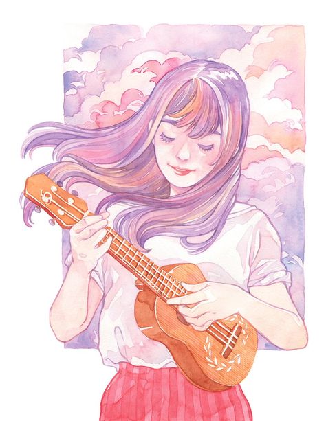 Alisa on Twitter: "I want to create something that makes people feel good 🌸… " Gouache Art People, Watercolor Art Person, Watercolor Art Cartoon, Watercolor Art People, Watercolor Character Illustration, Aesthetic Cute Art, Watercolor Art Cute, Watercolor Art Style, Watercolor Character