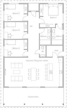 Off Grid Cabin Plans, 5 Bedroom House Plans, Modern Floor Plans, House Floor Design, House Construction Plan, Model House Plan, House Layout Plans, Small House Plan, Construction Plan