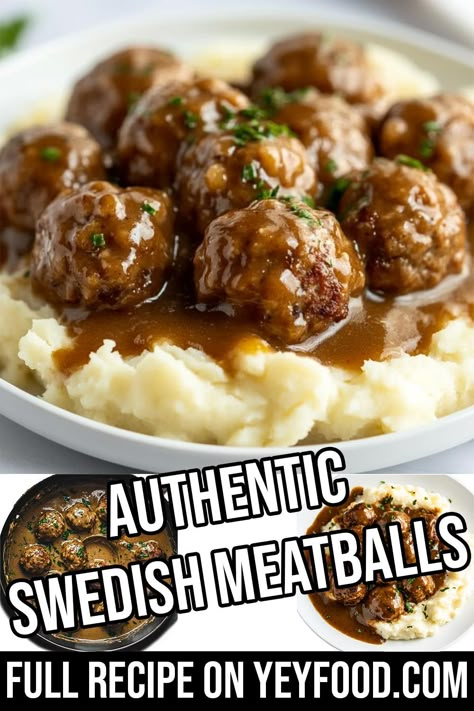 Authentic Swedish Meatballs - Yeyfood.com: Recipes, cooking tips, and kitchen hacks for home cooks of all levels Easy Sweedish Meatballs, Swedish Meatball Gravy Recipe, Meatball Gravy Recipe, Healthy Swedish Meatballs, Authentic Swedish Meatballs, Best Swedish Meatball Recipe, Easy Swedish Meatball Recipe, Swedish Meatballs Crockpot, Swedish Meatballs Easy