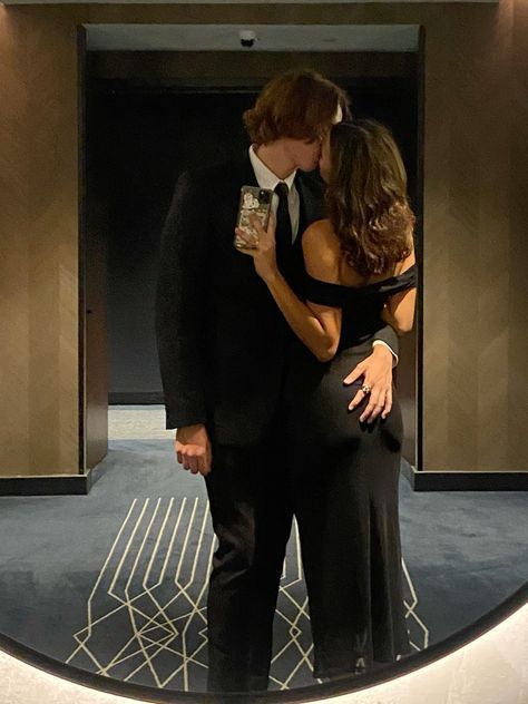 Poses For Couples Date Night, Couple Poses Dinner Date, Anniversary Outfits Date Night, Black Suit Couple Photoshoot, Couple Poses Night Out, Formal Couple Poses Photography, Wedding Guest Date Poses, New Years Eve Photoshoot Ideas Couple, New Years Couple Outfit