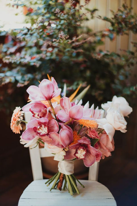 Pink Orchid Wedding Bouquet, Florida Wedding Bouquet, Tropical Orchid Bouquet, Hibiscus Bridal Bouquet, Colorful Orchid Bouquet, Destination Wedding Bouquet, Simple Beach Wedding Bouquet, Beach Tropical Wedding, Hawaii Wedding Florals