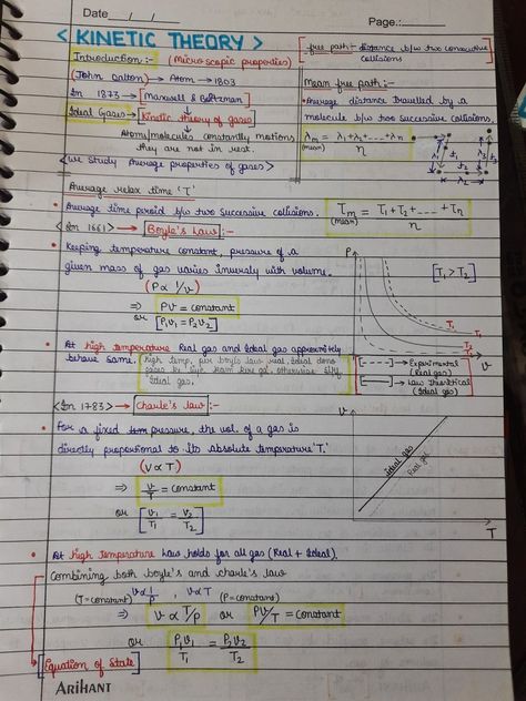 Kinetic Theory Of Gases Notes, Study Physics, Kinetic Theory, Neet Notes, Chemistry Study Guide, Organization Notes, Physics Concepts, Learn Physics, Physics Formulas