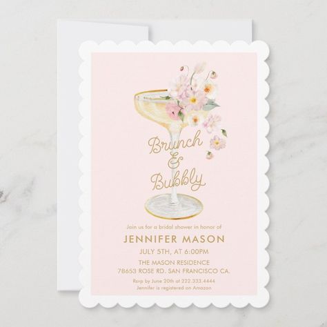 Brunch and Bubbly Floral Bridal Shower Invitation  Zazzle Petals And Prosecco, Garden Bridal Shower Invitations, Bridal Shower Champagne, Pink Bridal Shower Invitations, Brunch And Bubbly, Garden Bridal Showers, Bridal Brunch Invitations, Bridal Invitations, Elegant Bridal Shower