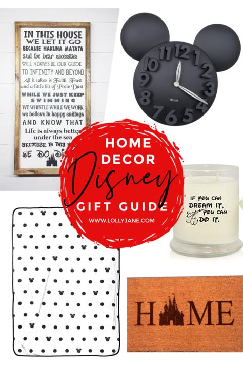 Home decor Disney gift guide ideas! Lots of creative Disney home decor ideas for the Disney lover in your life! #disneyobsessed #disneygiftguide #disneyhomedecor #disneyhomedecorideas #disneyhomedecorations Disney Lover Gift Ideas, Disneyland Facts, Gifts For Disney Lovers, Lover Gift Ideas, Disney Home Decor, Disney Gift, In This House We, Disney Home, Disney Lover