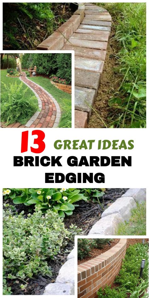 In 2024, brick garden edging takes a stylish turn with reclaimed materials. Discover landscaping ideas that focus on sustainability without sacrificing beauty. From red to black, painted to natural, find out how to use bricks in various shapes and sizes. DIY enthusiasts will love our detailed guide on creating everything from small, delicate borders to robust retaining walls. Curved, square, or round, there's a brick edging style for every garden. Using Bricks As Edging, Bricks In Landscaping, Brick Edging Ideas, Red Brick Landscaping Ideas, Landscaping With Bricks, Brick Edging Landscape, Brick Border Edging, Brick Retaining Wall, Brick Landscape Edging