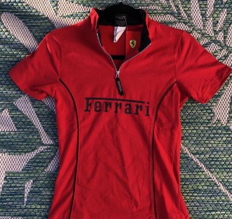 Vintage Ferrari Clothes, Ferrari Clothes, F1 Clothes, Ferrari Top, Ferrari Shirt, F1 Merch, Vibe Clothes, Mode Inspo, Dream Clothes