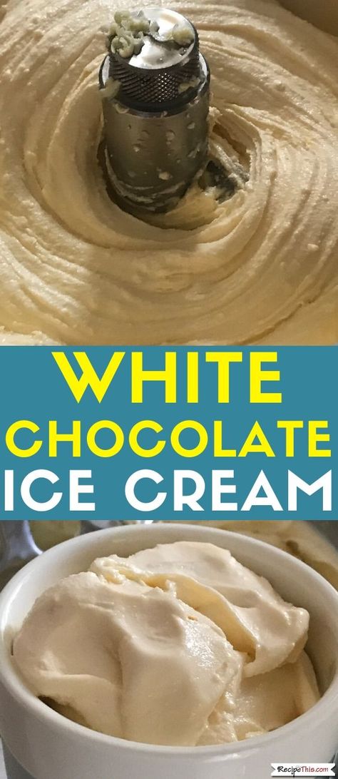 Ice Cream Maker Recipe, White Chocolate Ice Cream, Angel Food Cake Desserts, Breakfast Cake Recipes, Ice Cream Recipes Machine, Chocolate Ice Cream Recipe, Italian Ice Cream, Ice Cream Mix, Ice Cream Maker Recipes