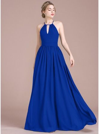 A-Line/Princess Scoop Neck Floor-Length Chiffon Bridesmaid Dress With Ruffle Scoop Neck Prom Dress, Princess Line Dress, Áo Blu, Ruffle Prom Dress, Floor Length Chiffon Bridesmaid Dresses, Floor Length Prom Dresses, Dresses Chiffon, Green Spring, فستان سهرة