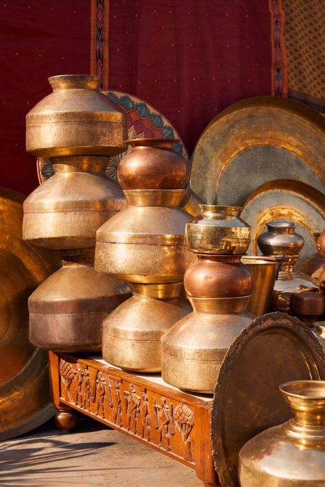 Dhanteras, Metal Objects, Utensils, Indian Festivals Brass Utensils, Copper Utensils, Copper Crafts, Copper Wedding, Photo Board, Copper Pots, Photo Boards, Copper And Brass, First Day