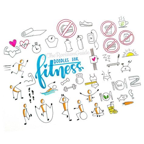 Excercise/ fitness doodles ©TheRevisionGuide Doodles and lettering from instagram.com/therevisionguide Fitness Doodles, Planner Doodles, Bujo Doodles, Sketch Note, Note Doodles, Visual Thinking, Sketch Notes, Doodle Lettering, Bullet Journal Layout