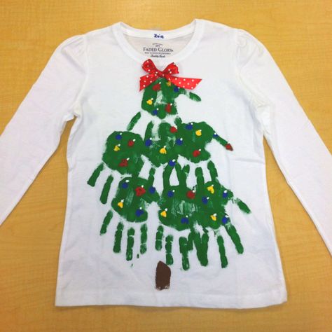 Christmas T-shirt Christmas Shirt Diy Kids, Preschool Christmas Shirts, Fabric Paint Christmas Shirt, Diy Christmas Outfits For Kids, Toddler Ugly Christmas Sweater Diy, Diy Christmas Shirts For Kids, Christmas Tree Shirt Diy, Diy Christmas Shirt, Diy Christmas Shirts