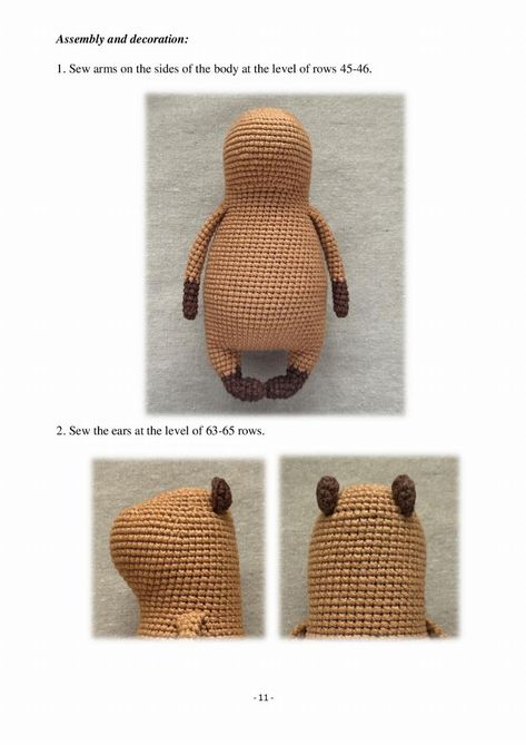 Capybara Crochet Pattern, Capybara Crochet, Crochet Capybara, Crochet Toys Patterns, Stuffed Toys Patterns, Baby Sleep, Baby Sets, Crochet Toys, Free Crochet Pattern