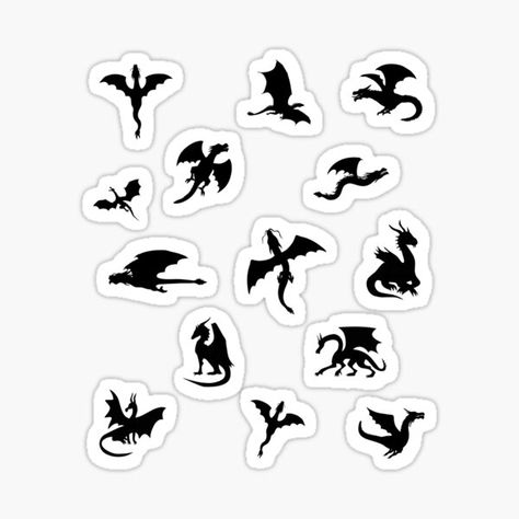 "Multi Dragon Silhouette " Sticker for Sale by OscarAndOphelia | Redbubble Dragon Stickers, Dragon Sticker, Dragon Silhouette, House Of Dragons, Black Dragon, Dragon Design, Art Journal Pages, Journal Pages, Dungeons And Dragons