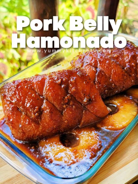 Hawaiian Pork Belly, Pork Belly Hamonado, Honey Soy Pork Belly, Maple Glazed Pork Belly, Pork Hamonado Recipe, Pork Hamonado, Pork Barbecue Filipino, Pineapple Syrup, Pineapple Sauce