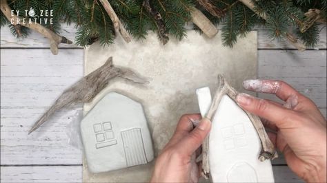 How to Make Air-Dry Clay Rustic Tiny Houses Air Dry Clay Houses Diy, Clay Houses Diy, Air Dry Clay Houses, Air Dry Clay Craft, Clay Buildings, Crayola Air Dry Clay, Rustic Tiny House, House Craft, Air Clay