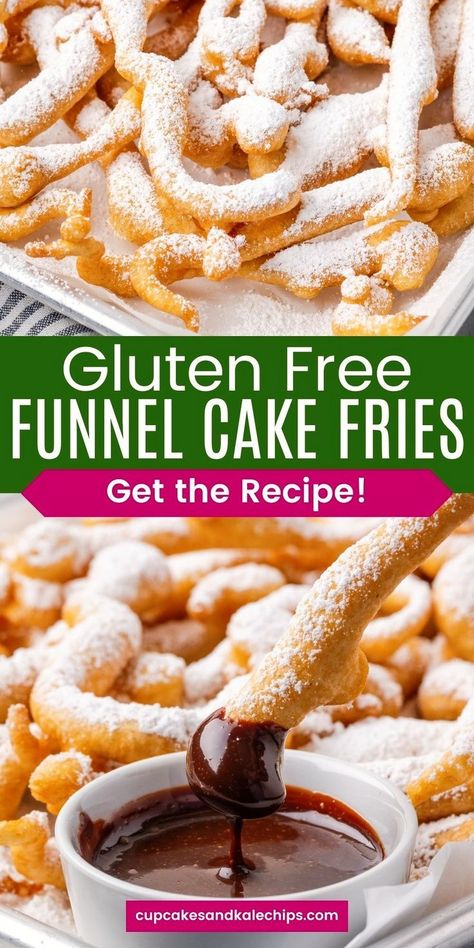 Crisp and sweet, gluten-free Funnel Cake Fries are full of classic flavor and texture! Bring the flavors of the fair to your home kitchen with my simple recipe for this nostalgic treat. Gluten Free Funnel Cake Recipe, Funnel Fries, Gluten Free Funnel Cake, Funnel Cake Fries, Homemade Funnel Cake, Funnel Cake Recipe, Easy Gluten Free Desserts, Gluten Free Sourdough, Breakfast Sweets